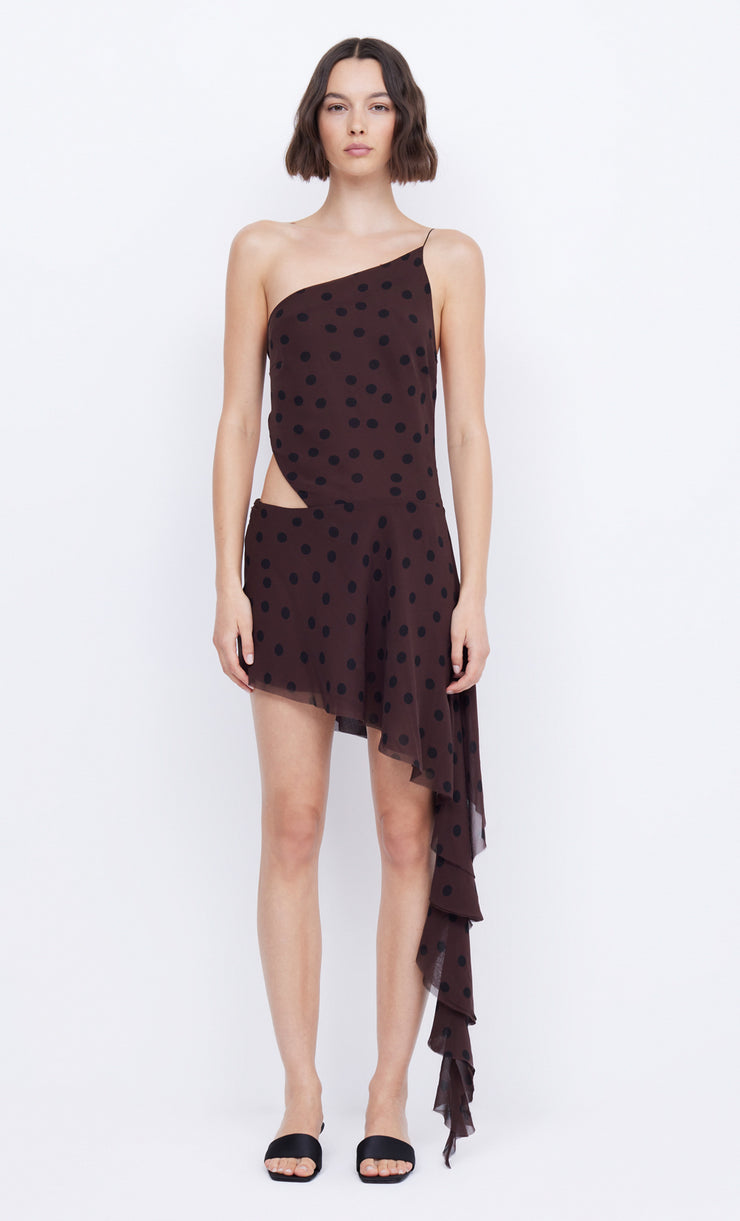 TURNER CUT OUT MINI DRESS - CHOCOLATE/BLACK