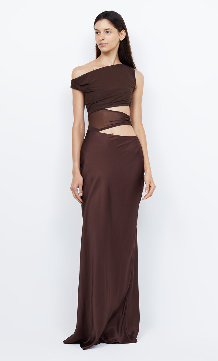 OPHELIA MAXI DRESS - COCOA