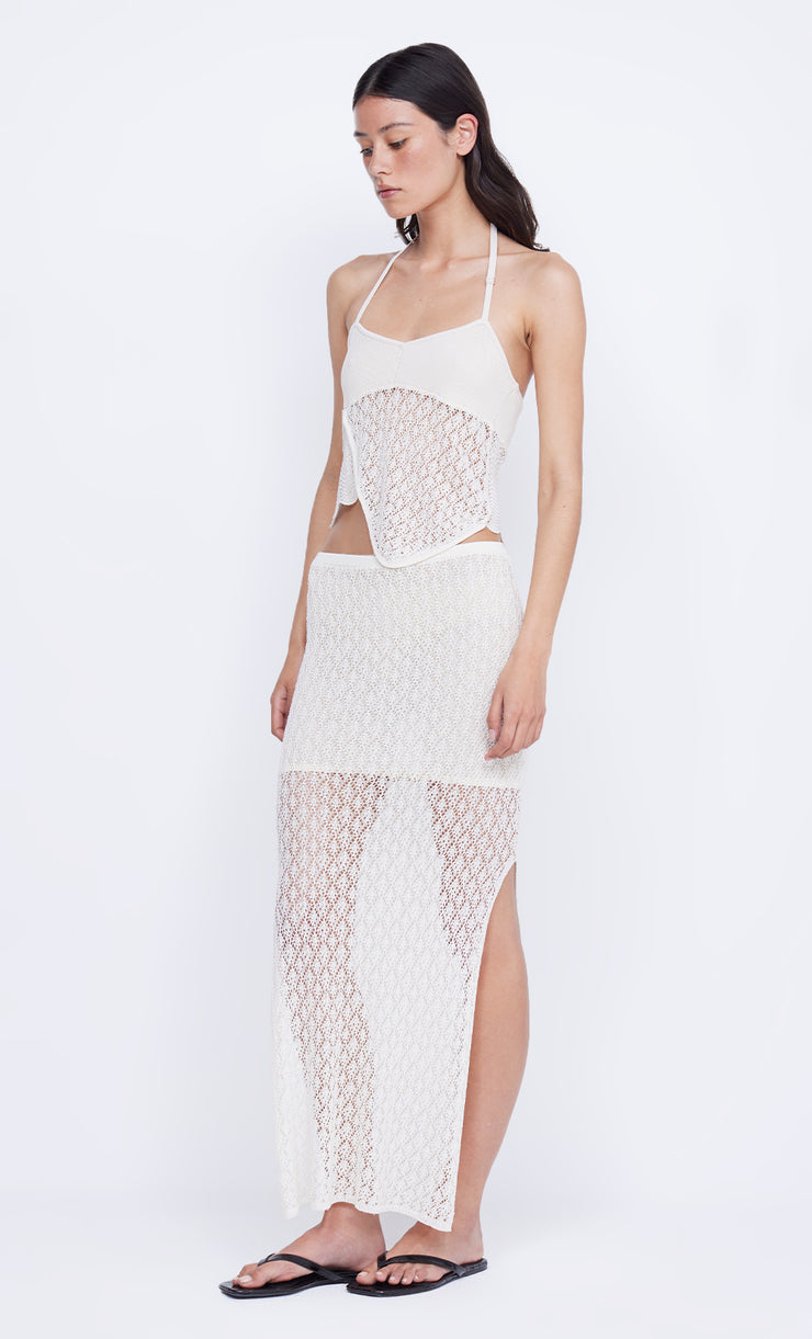BREEZE HALTER CROP TOP - IVORY