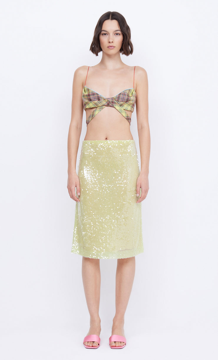 VENUS SEQUIN MIDI SKIRT - CITRUS