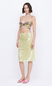 VENUS SEQUIN MIDI SKIRT - CITRUS