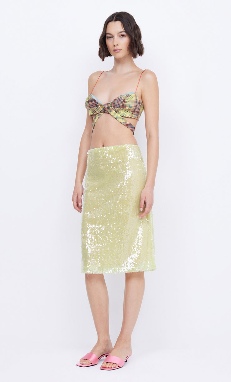 VENUS SEQUIN MIDI SKIRT - CITRUS