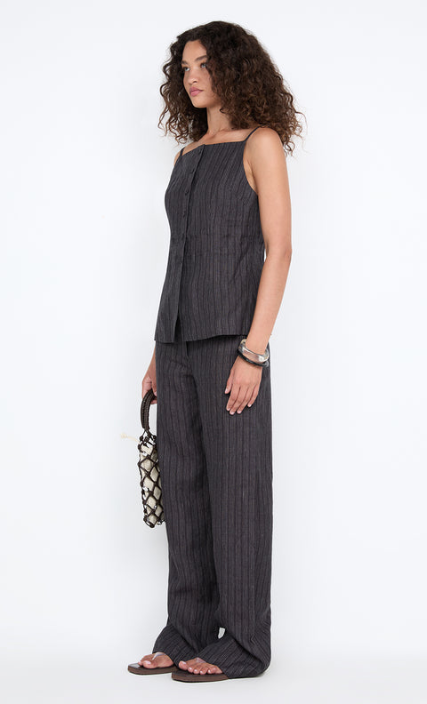 ZURI TOP - CHARCOAL STRIPE