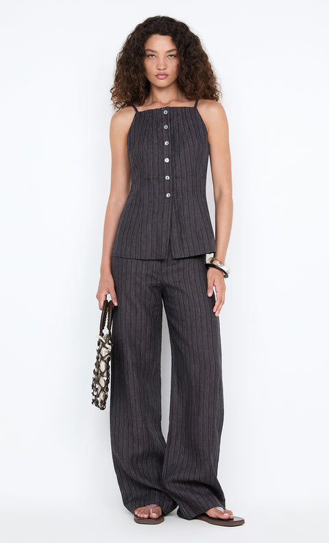 ZURI TOP - CHARCOAL STRIPE