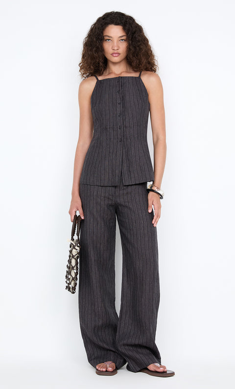 ZURI TOP - CHARCOAL STRIPE