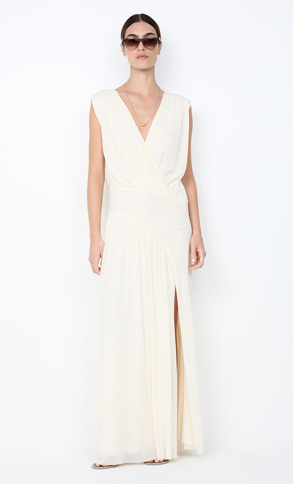 ASHLAN V NECK MAXI DRESS - BUTTERCREAM