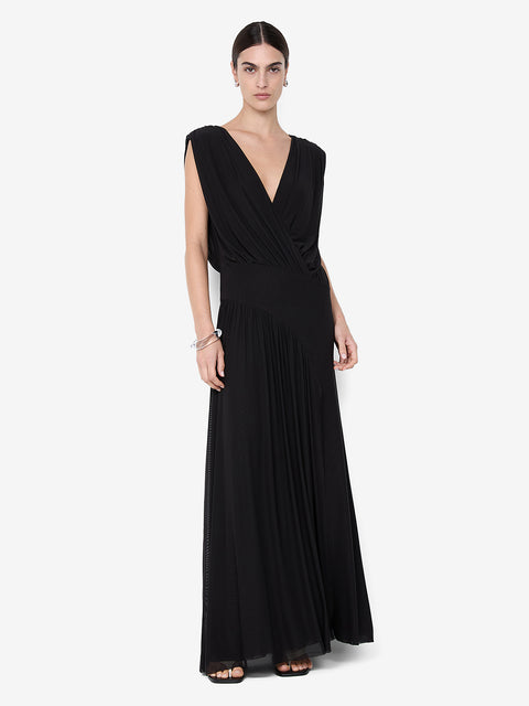ASHLAN V NECK MAXI DRESS - BLACK