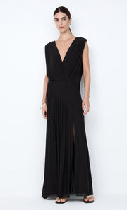 ASHLAN V NECK MAXI DRESS - BLACK
