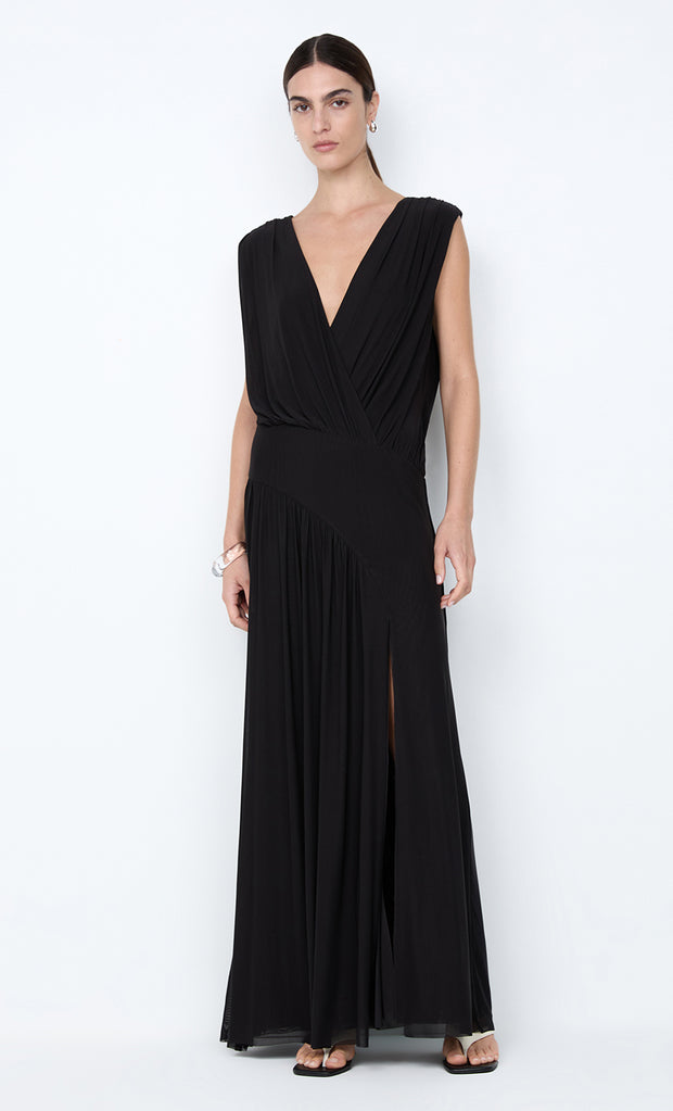 ASHLAN V NECK MAXI DRESS - BLACK