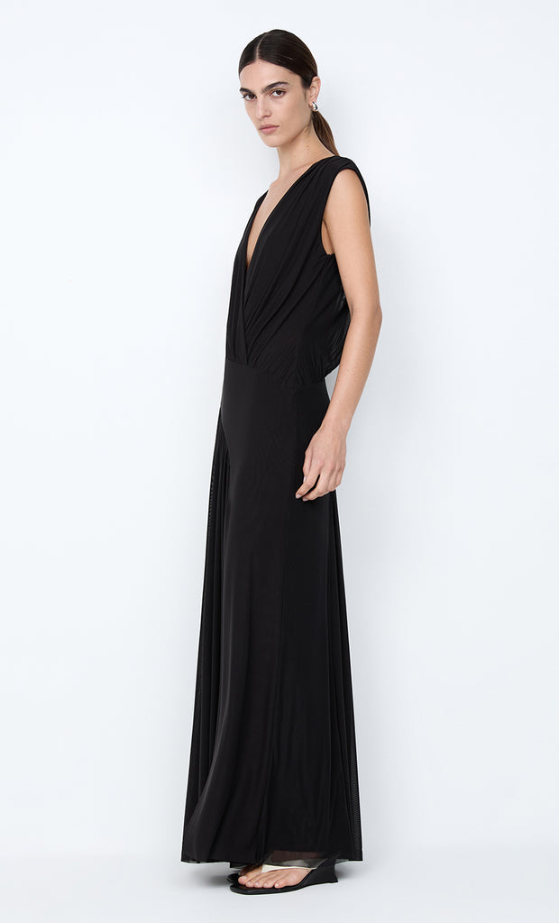ASHLAN V NECK MAXI DRESS - BLACK