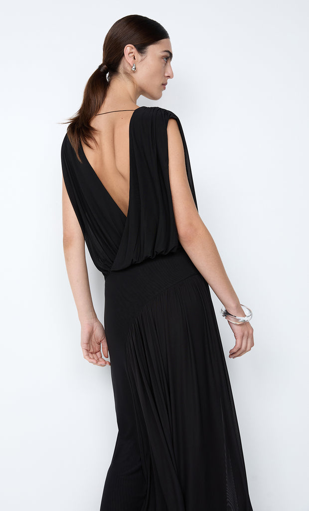 ASHLAN V NECK MAXI DRESS - BLACK