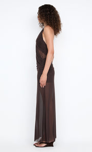 DEIJA HALTER MAXI DRESS - DARK CHOCOLATE