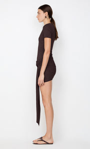 KLEO MINI DRESS - DARK CHOCOLATE