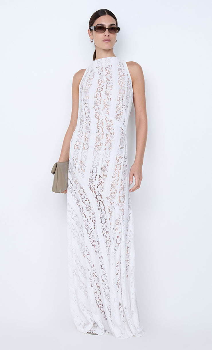 MARCI HIGH NECK MAXI DRESS - WHITE