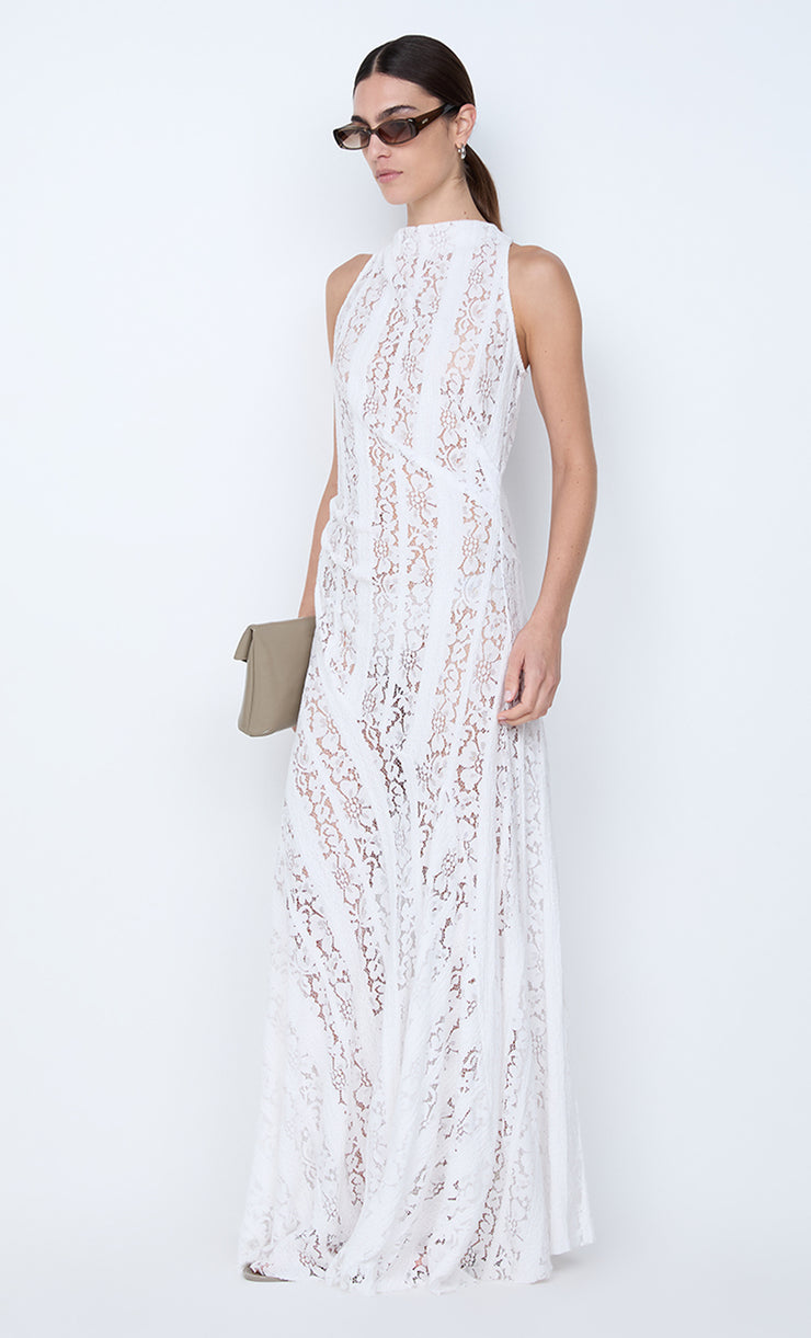 MARCI HIGH NECK MAXI DRESS - WHITE