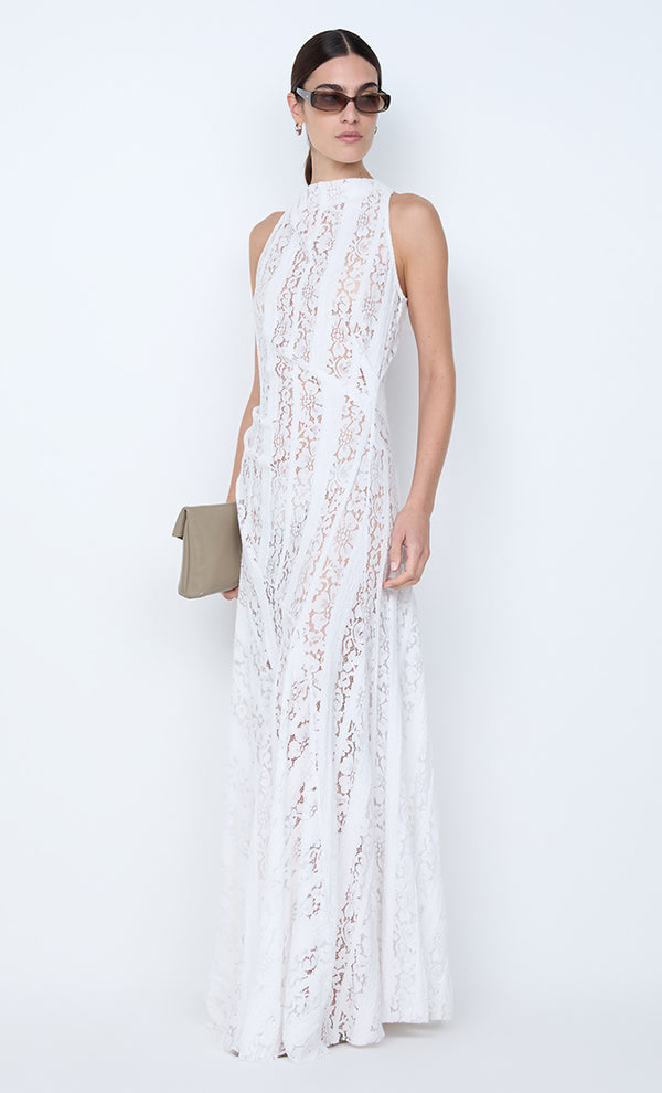 MARCI HIGH NECK MAXI DRESS - WHITE