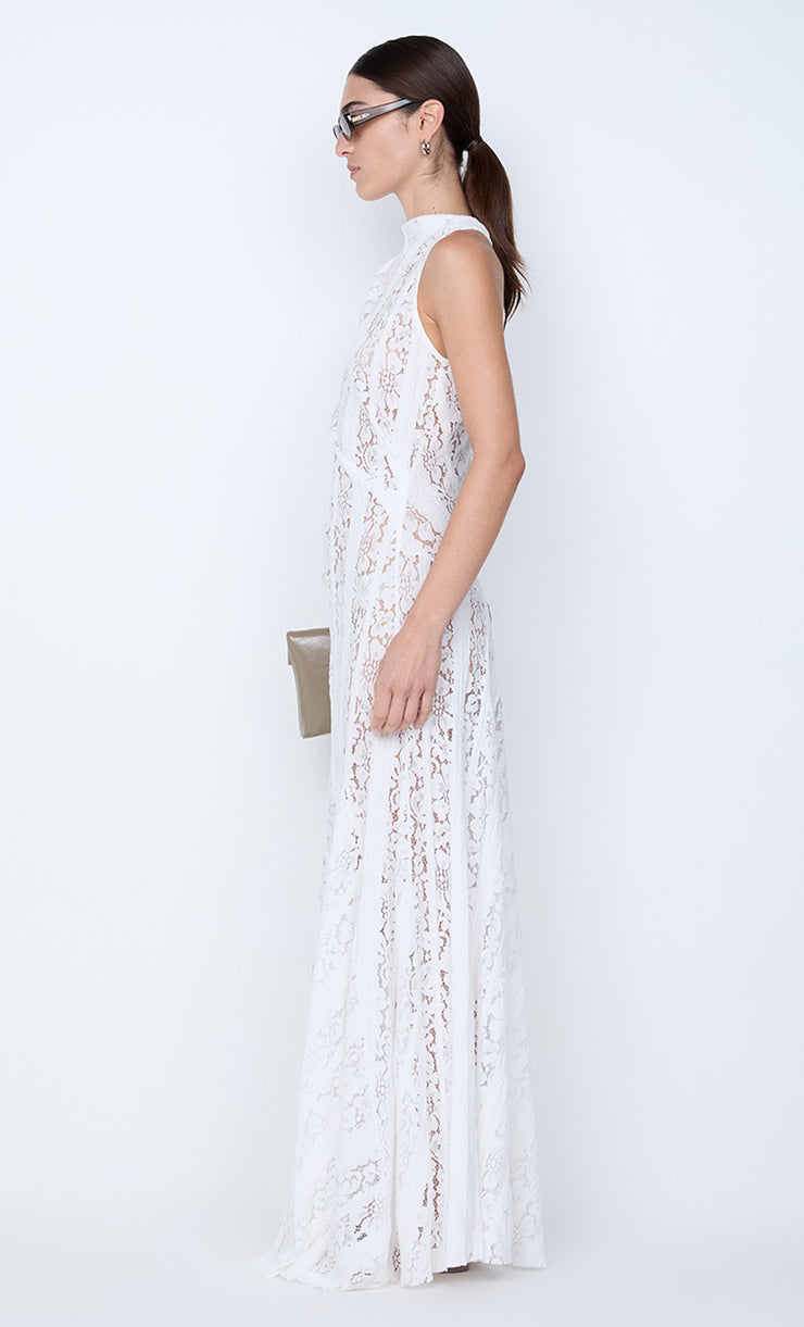 MARCI HIGH NECK MAXI DRESS - WHITE