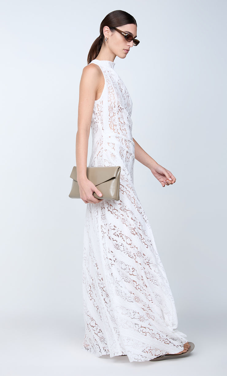 MARCI HIGH NECK MAXI DRESS - WHITE