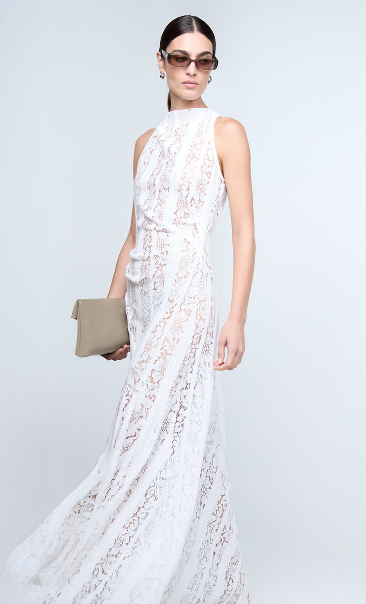 MARCI HIGH NECK MAXI DRESS - WHITE