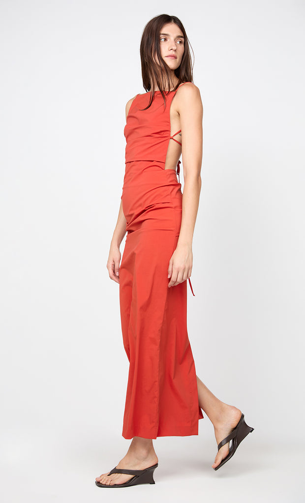 ALLIRA TUCK MAXI  DRESS - BURNT ORANGE