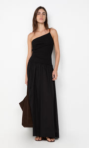 SABRINE ASYM MAXI DRESS - BLACK