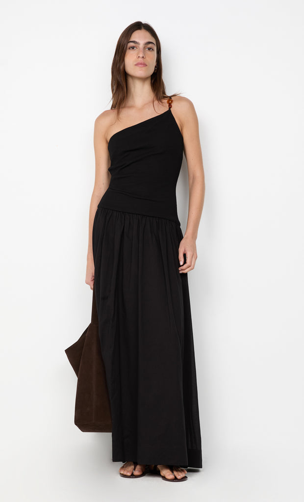 SABRINE ASYM MAXI DRESS - BLACK