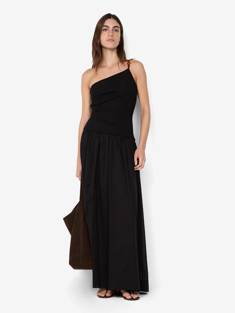 SABRINE ASYM MAXI DRESS - BLACK