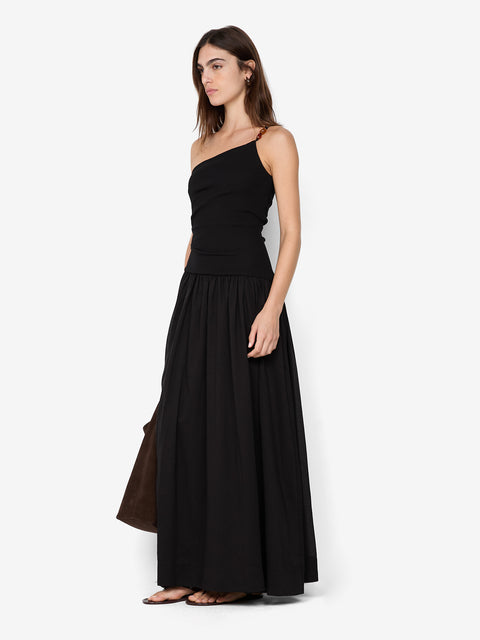 SABRINE ASYM MAXI DRESS - BLACK