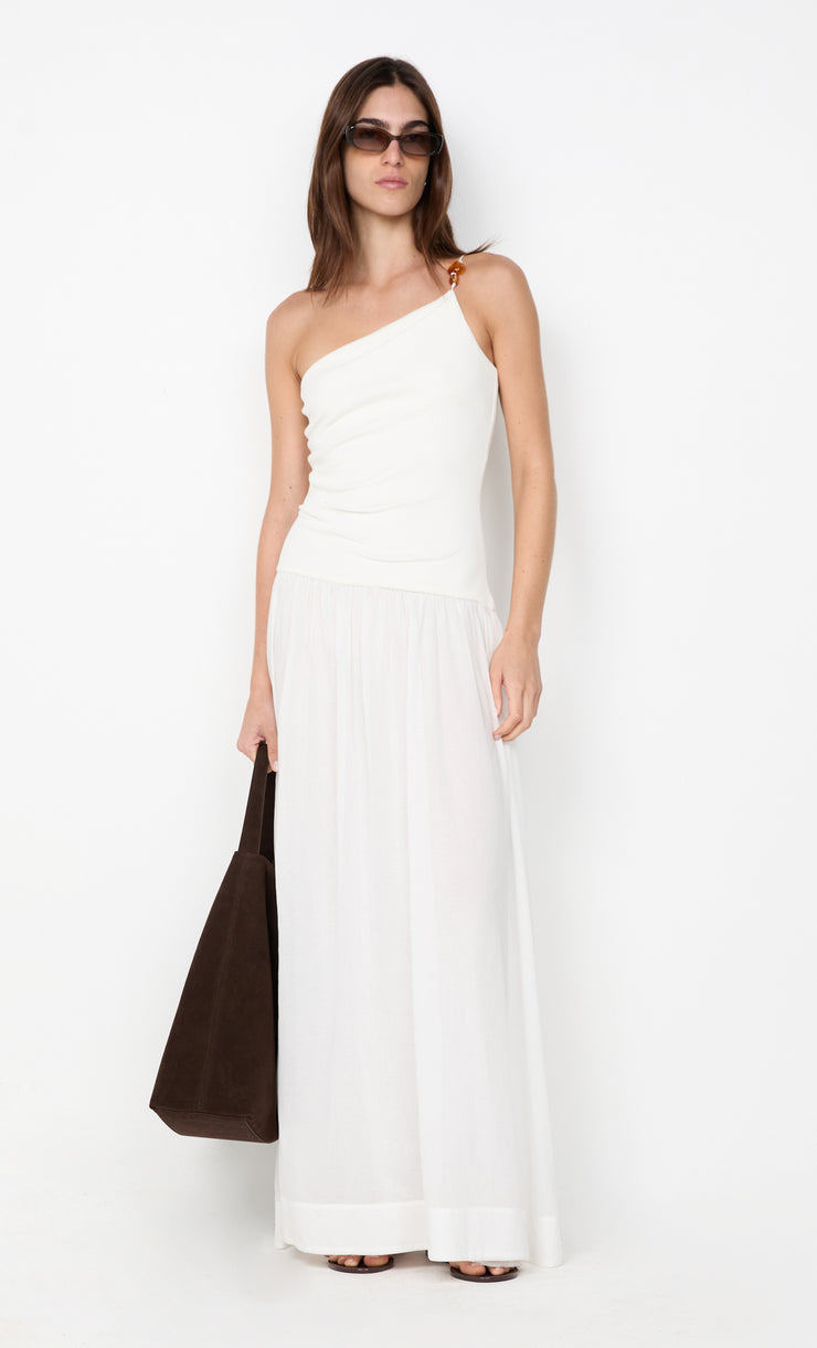 SABRINE ASYM MAXI DRESS - IVORY/WHITE