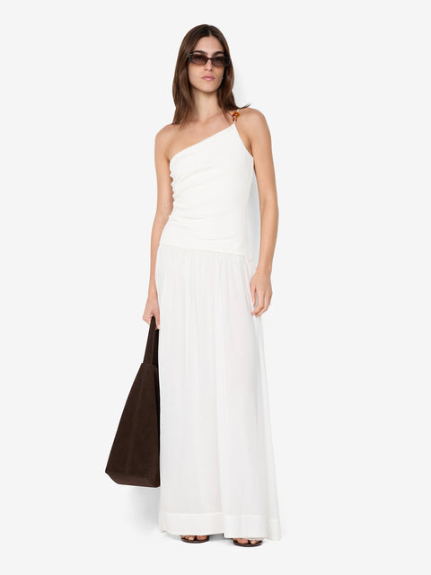 SABRINE ASYM MAXI DRESS - IVORY/WHITE