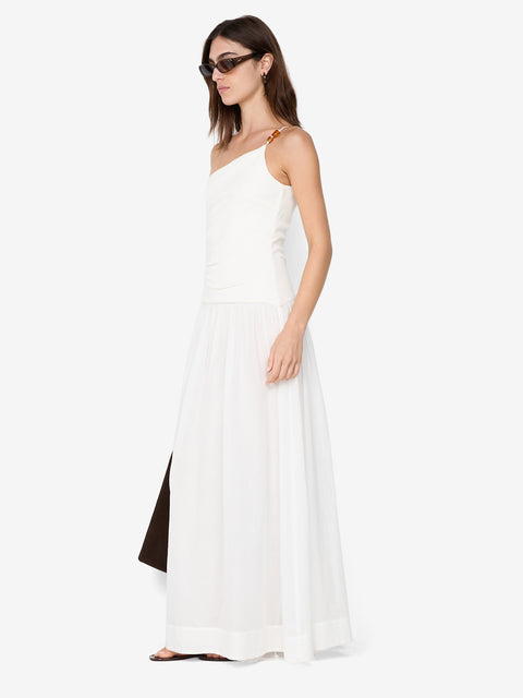 SABRINE ASYM MAXI DRESS - IVORY/WHITE