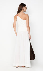SABRINE ASYM MAXI DRESS - IVORY/WHITE