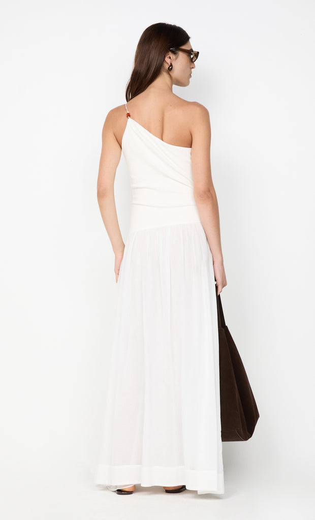 SABRINE ASYM MAXI DRESS - IVORY/WHITE