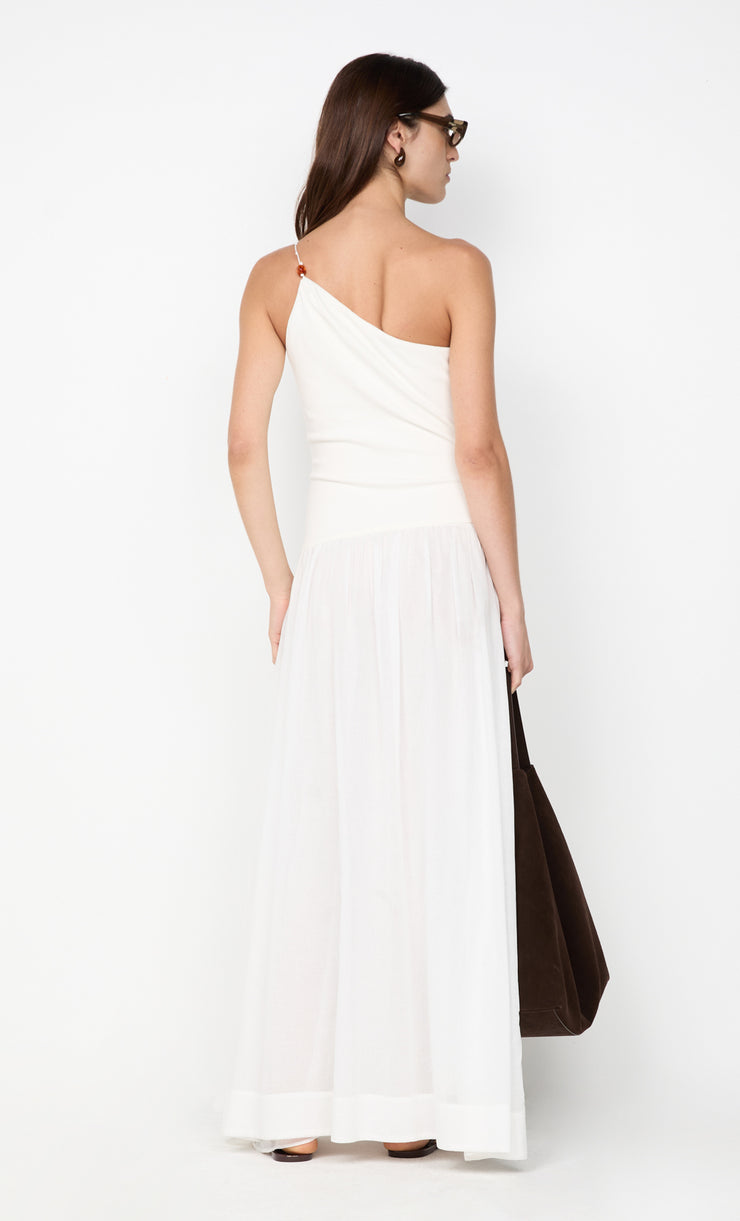 SABRINE ASYM MAXI DRESS - IVORY/WHITE