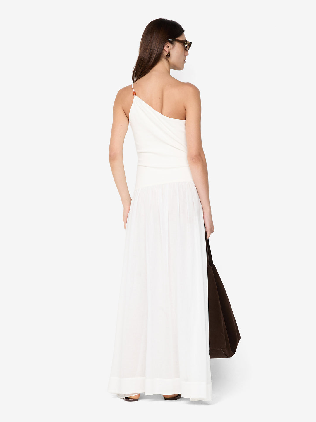 SABRINE ASYM MAXI DRESS - IVORY/WHITE