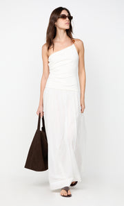 SABRINE ASYM MAXI DRESS - IVORY/WHITE