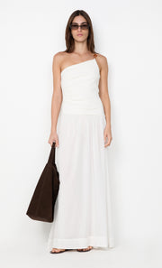 SABRINE ASYM MAXI DRESS - IVORY/WHITE