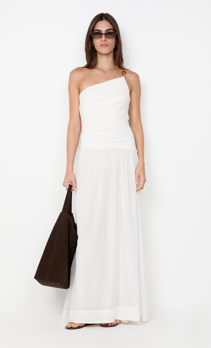 SABRINE ASYM MAXI DRESS - IVORY/WHITE