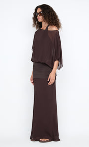 DELILAH OVERLAY MAXI DRESS - DARK CHOCOLATE