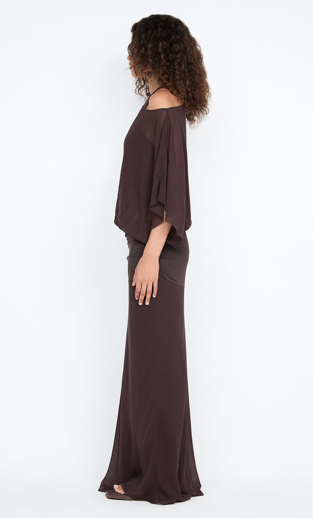 DELILAH OVERLAY MAXI DRESS - DARK CHOCOLATE