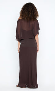DELILAH OVERLAY MAXI DRESS - DARK CHOCOLATE