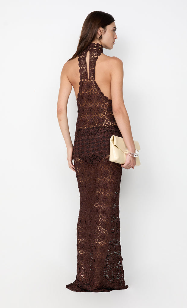 ANIA HALTER MAXI DRESS - DARK CHOCOLATE