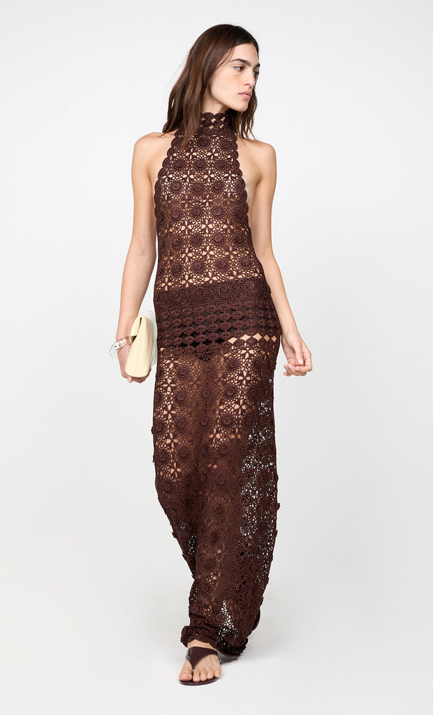 ANIA HALTER MAXI DRESS - DARK CHOCOLATE