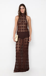 ANIA HALTER MAXI DRESS - DARK CHOCOLATE