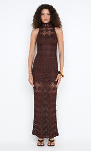 ANIA HALTER MAXI DRESS - DARK CHOCOLATE