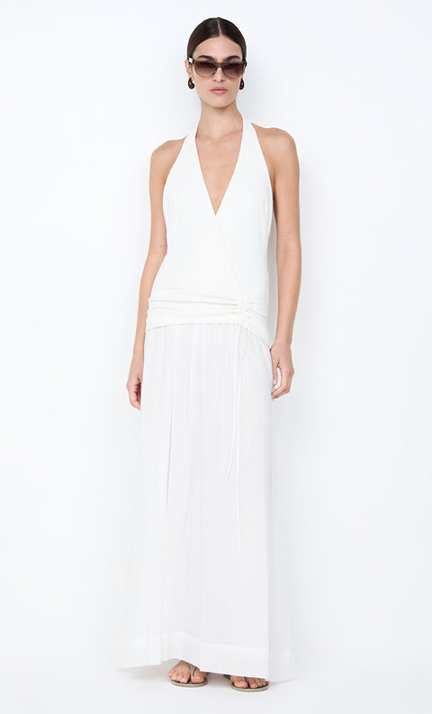 SABRINE HALTER MAXI DRESS - IVORY/WHITE