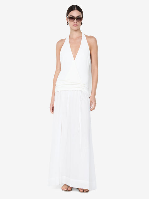 SABRINE HALTER MAXI DRESS - IVORY/WHITE