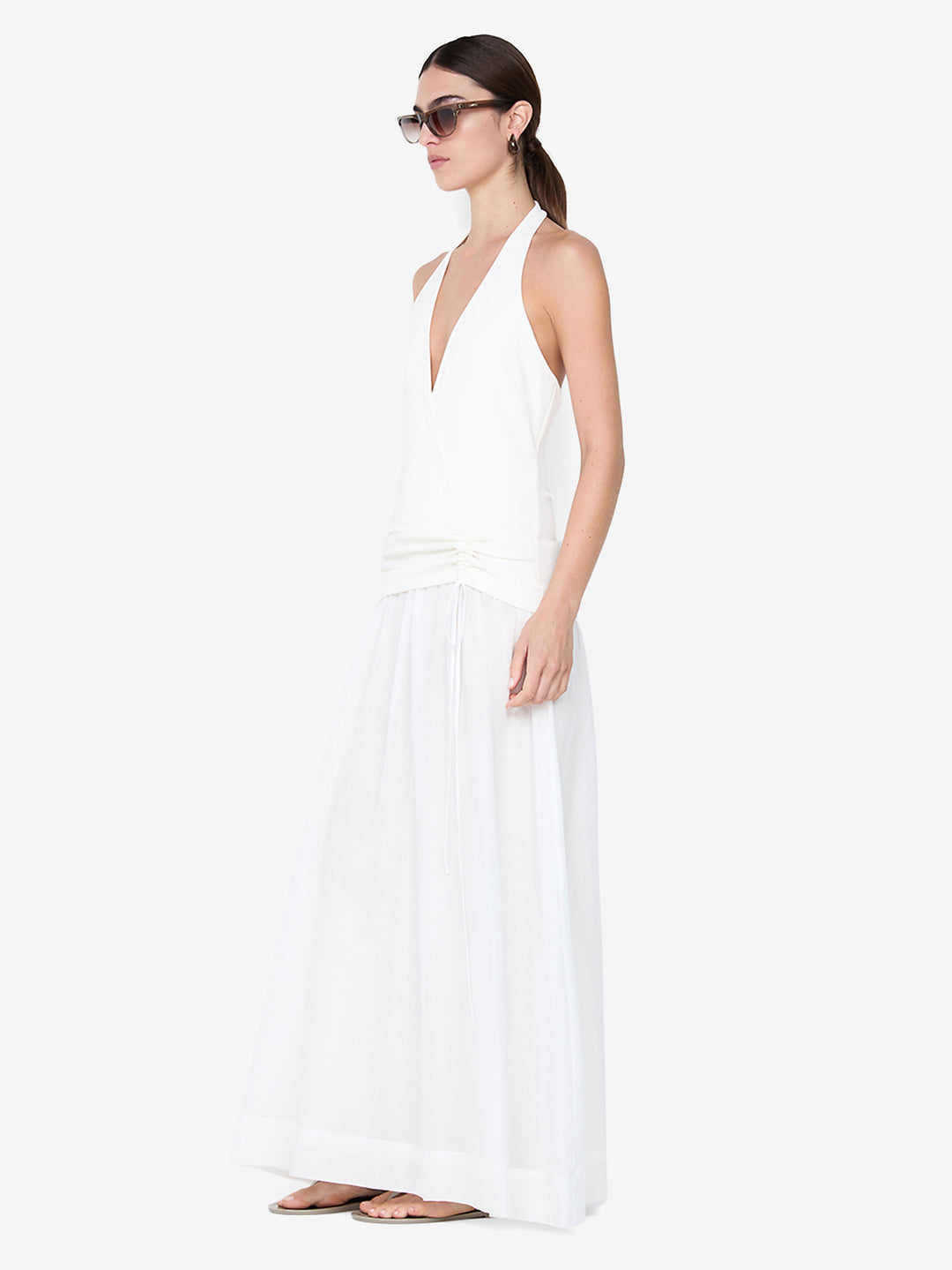 SABRINE HALTER MAXI DRESS - IVORY/WHITE