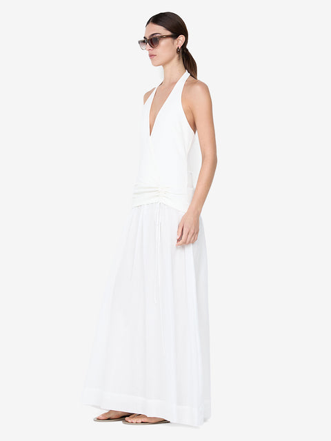 SABRINE HALTER MAXI DRESS - IVORY/WHITE