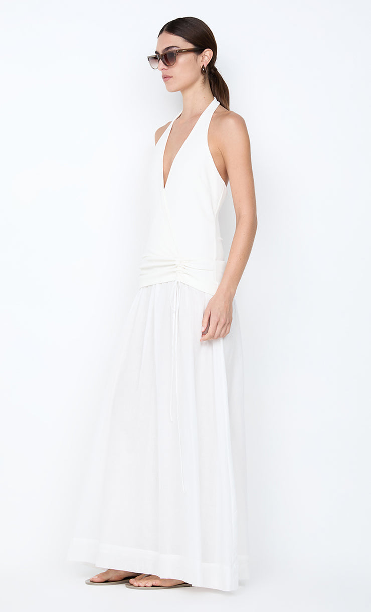 SABRINE HALTER MAXI DRESS - IVORY/WHITE